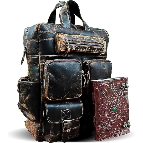 バッグ Leather backpack Amazon.com: LANNSYNE Vintage Genuine Leather Backpack for